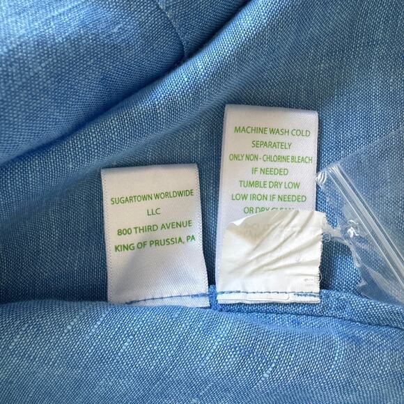 LILLY PULITZER Shirt Womens S Sea View Beckon Blue 100% Linen Coastal Vacation - Picture 8 of 8